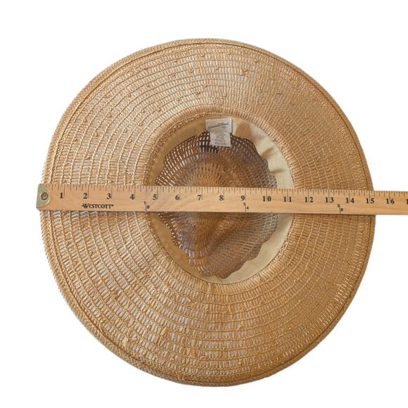 Universal Thread Round Straw Panama Beach Hat Tan Adjustable Fit - Picture 10 of 11